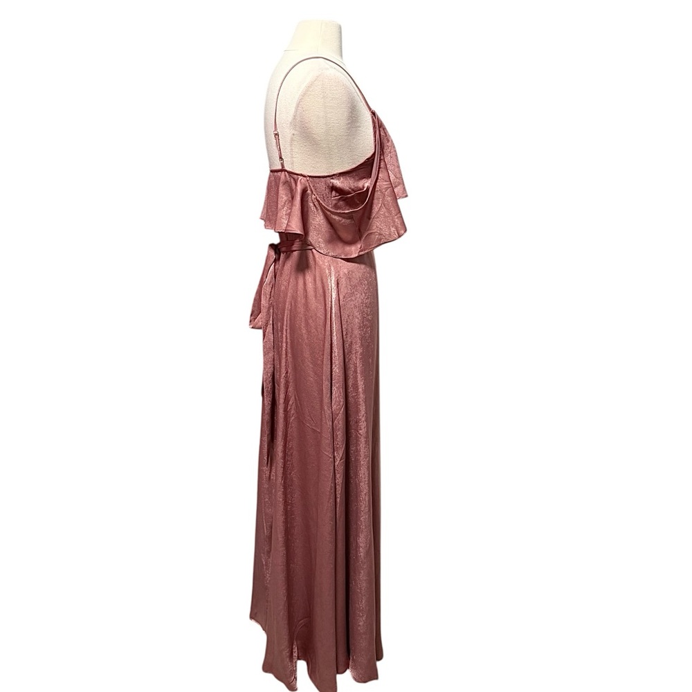 Lulus Moriah Rose Satin Cold Shoulder Wrap Dress Size Small NWT - Picture 6 of 16